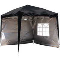 2.5x2.5m Outdoor Pop Up Gazebo Garden Marquee Tent with 4 Leg Weights Black