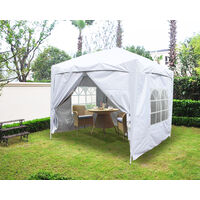 2.5x2.5m Pop Up Gazebo Outdoor Garden Marquee Tent With 4 Leg Weight Bags White