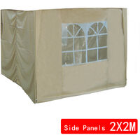 2x2m Pop Up Gazebo 4 Side Curtains Panels Sidewalls Replacement Only Canopy Side Covers Beige