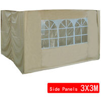 3x3m Pop Up Gazebo 4 Side Curtains Replacement Only Canopy Side Covers Beige