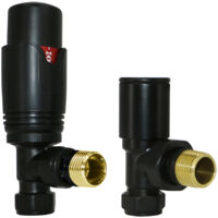 Thermostatic TRV Manual Radiator Valves Angled 15mm x 1/2" Twin Pack Black