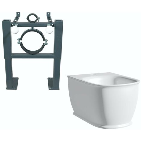 The Bath Co. Beaumont wall hung bidet with fixings with wall mounting bidet frame