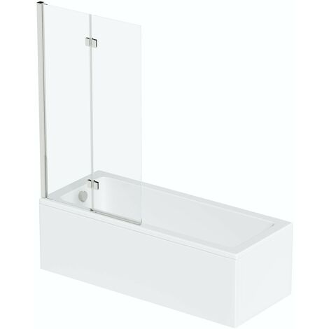 Mode straight shower bath with 8mm hinged panel shower screen 1700 x 700