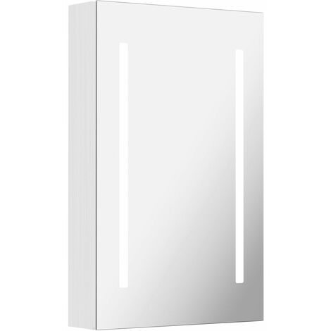 Mode Mellor LED illuminated mirror cabinet 700 x 500mm with demister & charging socket - Silver