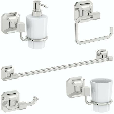 Accents Camberley 5 piece ensuite accessory set - Silver