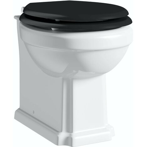 The Bath Co. Camberley back to wall toilet with black wooden soft close seat