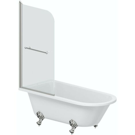 Orchard Dulwich traditional freestanding shower bath with 6mm shower screen and rail 1500 x 780
