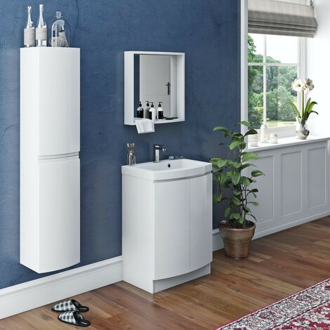 Mode Harrison white furniture package with floorstanding vanity door unit 600mm