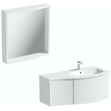 Mode Harrison white right handed wall hung vanity unit and basin 1000mm with mirror