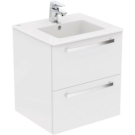 Ideal Standard Tempo gloss white wall hung vanity and basin 600mm - White