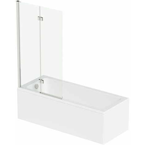 Mode straight shower bath with 8mm hinged panel shower screen 1600 x 700 - White