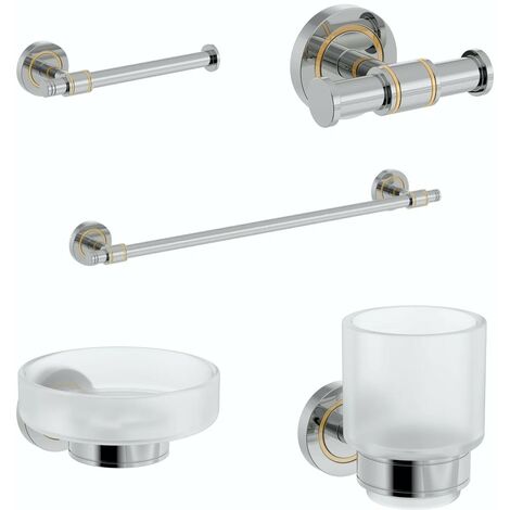 Accents premium traditional 5 piece solid brass main bathroom accessory set