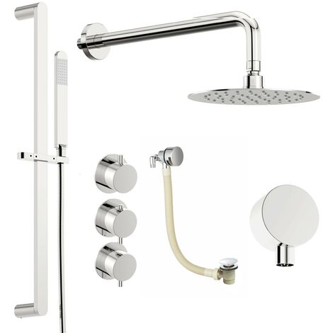 Mode Hardy thermostatic shower valve with complete wall shower bath set 250mm - Chrome