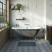 The Bath Co. Dalston grey back to wall freestanding bath with chrome ball and claw feet