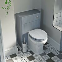 The Bath Co. Beaumont powder blue back to wall unit and traditional toilet with wooden seat