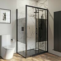 Mode 8mm matt black framed shower enclosure with modesty panel 1200 x 800mm