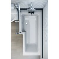 Mode L shaped left handed shower bath 1700mm with 8mm hinged shower screen