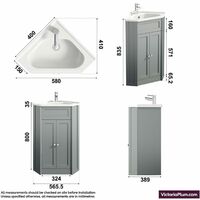 The Bath Co. Camberley satin grey corner floorstanding vanity unit and ceramic basin 580mm - Grey