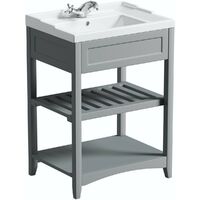 The Bath Co. Camberley satin grey washstand and traditional basin 600mm - Grey