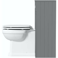 The Bath Co. Chartham slate matt grey back to wall unit and traditional toilet with white wooden seat - Grey