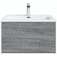 Mode Burton white & grey ice stone wall hung vanity unit and basin 600mm - White/Stone