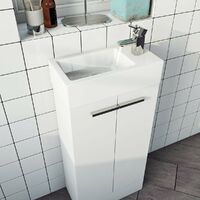 Clarity Compact white floorstanding vanity unit and basin 410mm - White