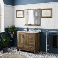 The Bath Co. Dalston floorstanding vanity unit and white marble basin 900mm - Brown/White