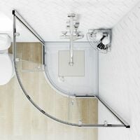 Clarity 4mm quadrant shower enclosure 900 x 900 with Orchard square shower riser system - Silver
