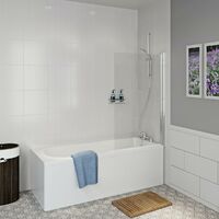 Clarity straight shower bath with 5mm shower screen 1500 x 700 - White