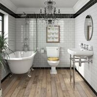 Orchard Dulwich freestanding shower bath suite with MDF seat