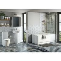 Mode Tate bathroom suite with straight bath, shower and taps 1600 x 700