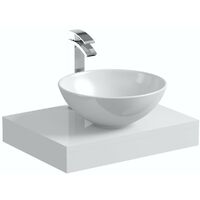 Mode Orion white countertop shelf 600mm with Derwent countertop basin, tap and waste - White