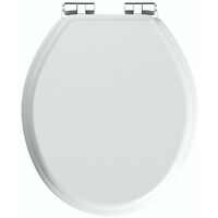 The Bath Co. traditional white engineered wood toilet seat with top fixing soft close hinge - White