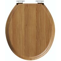 The Bath Co. traditional MDF oak effect top fixing soft close toilet seat - Oak