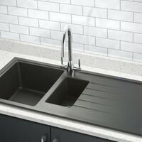 Schon Windermere universal 1.5 deep bowl black quartz effect kitchen sink with waste 1000 x 500