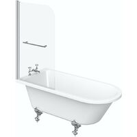 Orchard Dulwich freestanding shower bath and bath screen with rail 1710 x 780