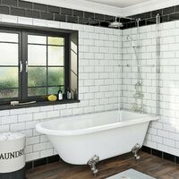 Orchard Dulwich traditional freestanding shower bath with 6mm shower screen and rail 1710 x 780 - White