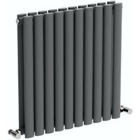 The Heating Co. Salvador anthracite grey double horizontal radiator 600 x 600