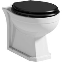 The Bath Co. Camberley back to wall toilet with black soft close seat and concealed cistern - White/Black