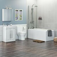 Orchard Derwent round complete bathroom suite with straight shower bath, shower and taps 1700 x 750 - White