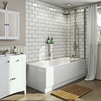 The Bath Co. traditional straight shower bath with 8mm Camberley shower screen and rail 1700 x 750