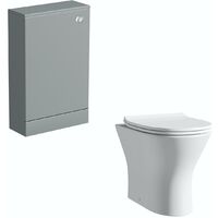 Orchard Derwent stone grey back to wall unit and round compact toilet with soft close slim seat - Grey