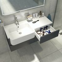 Mode Roche grey wall hung vanity and semi-recessed basin 1000mm