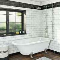 Orchard Dulwich traditional freestanding shower bath with 8mm shower screen and rail 1500 x 780