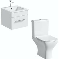 Orchard Derwent white cloakroom suite with square close coupled toilet