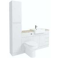 Reeves Wharfe white straight small drawer fitted furniture pack with beige worktop