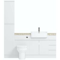 Reeves Wharfe white straight small drawer fitted furniture pack with beige worktop