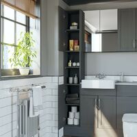 Reeves Newbury dusk grey tall fitted furniture & storage combination with mineral grey worktop