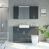 Reeves Nouvel gloss grey small fitted furniture & storage combination with mineral grey worktop