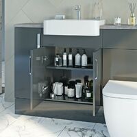 Reeves Nouvel gloss grey small fitted furniture & storage combination with mineral grey worktop